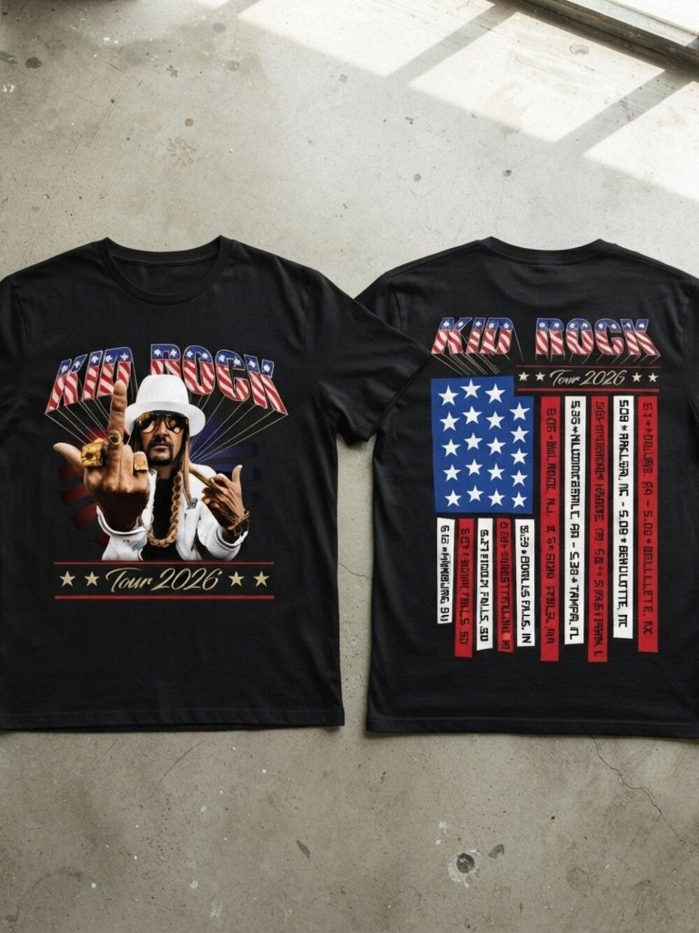 Kid Rock Tour 2026 Vintage Graphic Tee Black